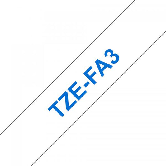 Cinta de Etiquetas Brother TZE-FA3 Azul sobre Blanco [TZEFA3]