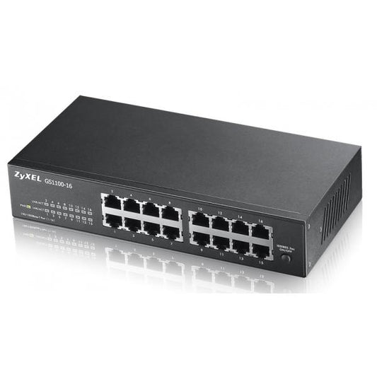 ZYXEL SWITCH UNMANAGED 16 PORTE GIGABIT, DESIGN SENZA VENTOLE, DESKTOP/RACK [GS1100-16-EU0103F]