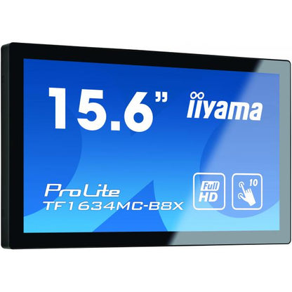 iiyama ProLite TF1634MC-B8X Monitor PC 39,6 cm (15.6") 1920 x 1080 Pixel Full HD LED Touch screen Multi utente Nero [TF1634MC-B8X]