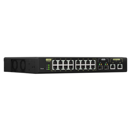 - QNAP SWITCH - QSW-M2116P-2T2S, 16 ports 2.5GbE RJ45 with PoE 802.3at(30W), 2 ports 10GbE SFP+, 2 ports 10GbE RJ45 with PoE 802.3bt(90W), Max PoE power consumption goes to 280W, web managed [QSW-M2116P-2T2S]