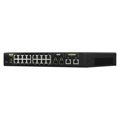 - QNAP SWITCH - QSW-M2116P-2T2S, 16 ports 2.5GbE RJ45 with PoE 802.3at(30W), 2 ports 10GbE SFP+, 2 ports 10GbE RJ45 with PoE 802.3bt(90W), Max PoE power consumption goes to 280W, web managed [QSW-M2116P-2T2S]