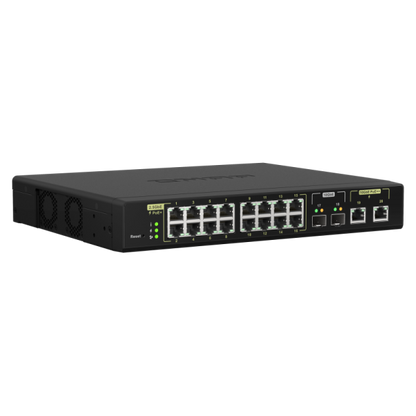 - QNAP SWITCH - QSW-M2116P-2T2S, 16 ports 2.5GbE RJ45 with PoE 802.3at(30W), 2 ports 10GbE SFP+, 2 ports 10GbE RJ45 with PoE 802.3bt(90W), Max PoE power consumption goes to 280W, web managed [QSW-M2116P-2T2S]