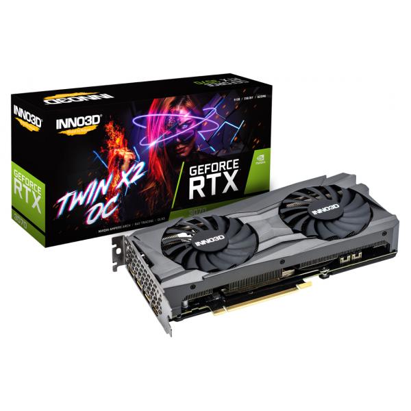 INNO3D VGA GEFORCE RTX 3070, RTX 3070 TWIN X2 OC LHR, 8GB GDDR6, 3DP/HDMI [RTX 3070 TWIN X2 OC]