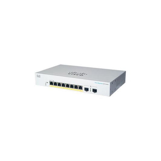 Conmutador de red Cisco CBS220-8P-E-2G-EU Gestionado L2 Gigabit Ethernet (10/100/1000) Compatible con alimentación a través de Ethernet (PoE) Blanco [CBS220-8P-E-2G-EU] 