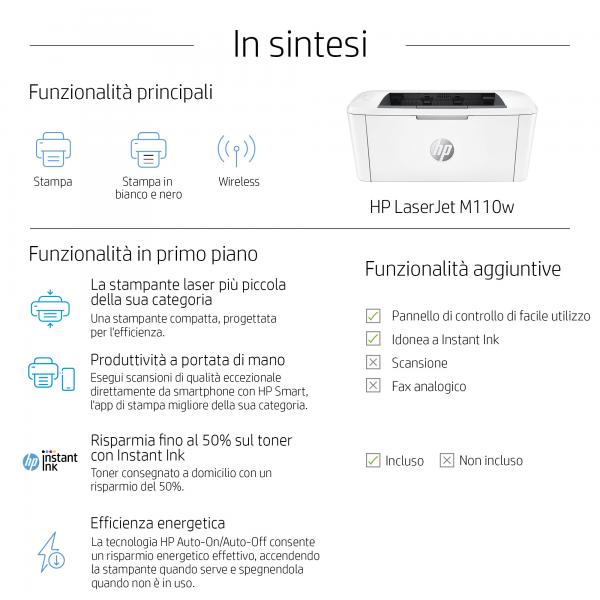 Hp LaserJet M110w Printer [7MD66F#B19]