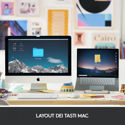 Logitech MX Keys Mini per Mac Tastiera Wireless, Minimal, Compatta, Bluetooth, Tasti Retroilluminati, USB-C, Digitazione Tattile, Compatibile con Apple macOS, iPad OS, in Metallo [920-010522]