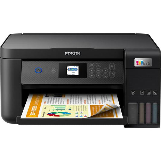 Epson EcoTank ET-2850 Impresora multifunción de inyección de tinta A4 3 en 1, tanques recargables de alta capacidad, 5 botellas incluidas equivalente a 14000 páginas B/N 5200 páginas color, Wi-FI Direct, USB [C11CJ63405]