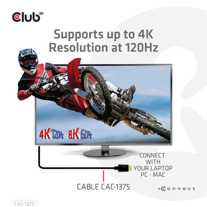 CLUB3D HDMI 2.1 MALE TO HDMI 2.1 MALE ULTRA HIGH SPEED 4K 120HZ 8K60HZ 5M/ 16.4FT [CAC-1375]