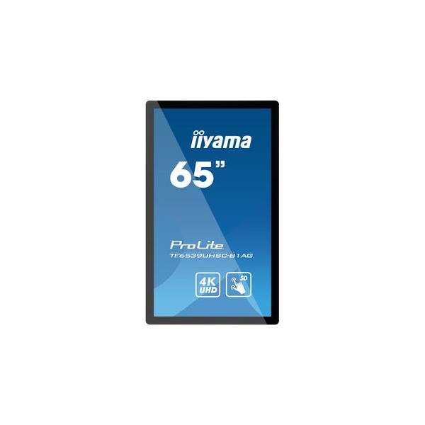 iiyama TF6539UHSC-B1AG visualizzatore di messaggi Pannello piatto interattivo 165,1 cm (65") LCD 500 cd/m 4K Ultra HD Nero Touch screen [TF6539UHSC-B1AG]