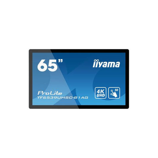 iiyama TF6539UHSC-B1AG visualizzatore di messaggi Pannello piatto interattivo 165,1 cm (65") LCD 500 cd/m 4K Ultra HD Nero Touch screen [TF6539UHSC-B1AG]