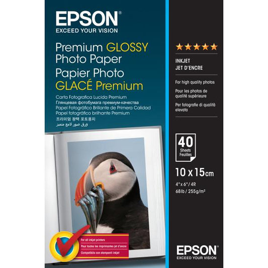 Epson Premium Glossy Photo Paper - 10x15cm - 40 Fogli [C13S042153]