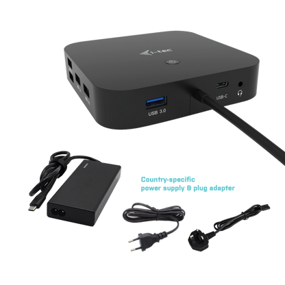 i-tec USB-C HDMI DP Docking Station with Power Delivery 65W + Universal Charger 77 W [C31HDMIDPDOCKPD65]