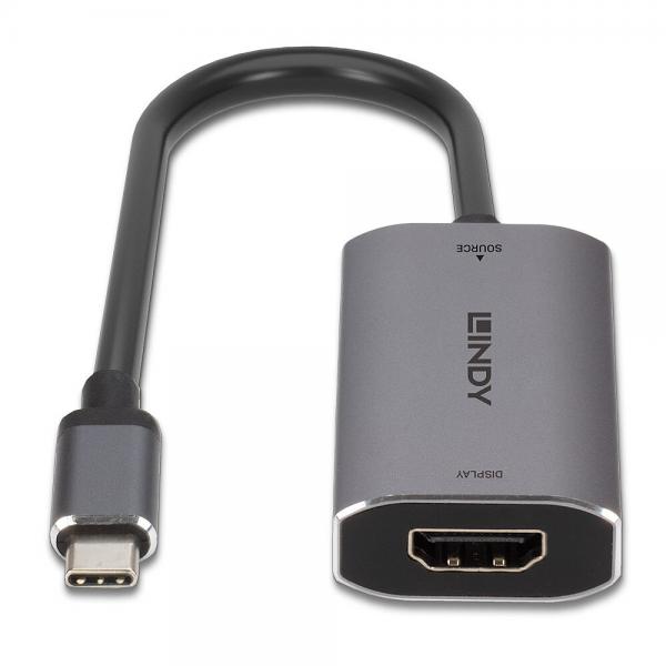 Lindy 43327 cavo e adattatore video 0,11 m USB tipo-C HDMI Nero, Grigio [LINDY43327]