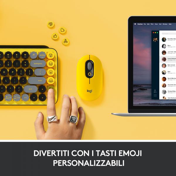 Logitech POP Keys Tastiera Meccanica Wireless con Tasti Emoji Personalizzabili, Design Compatto Durevole, Connettività Bluetooth o USB, Compatibilità Multidispositivo e OS - Blast [920-010725]