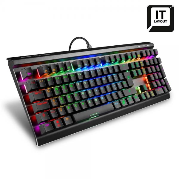 SHARKOON SKILLER SGK60 TECLADO MECÁNICO PARA JUEGOS, INTERRUPTOR KAILH BOX ROJO, DISEÑO ITA, RGB [SKILLER SGK60 RED] 