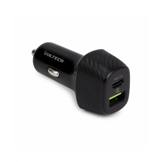 Vultech Caricatore da auto uscite USB Quick Charge 3.0 + Type-C Power Delivery 38W [CA-2QP]