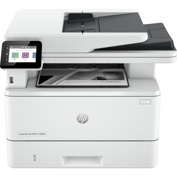 HP LaserJet Pro Stampante multifunzione 4102fdn, Bianco e nero, Stampante per Piccole e medie imprese, Stampa, copia, scansione, fax, idonea a Instant Ink; stampa da smartphone o tablet; alimentatore automatico di documenti; Stampa fronte/retro [2Z62...