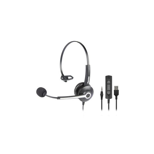 Hamlet HHEADM-UJM headphones and earphones Wired Overhead Office USB type A Black [HHEADM-UJM] 