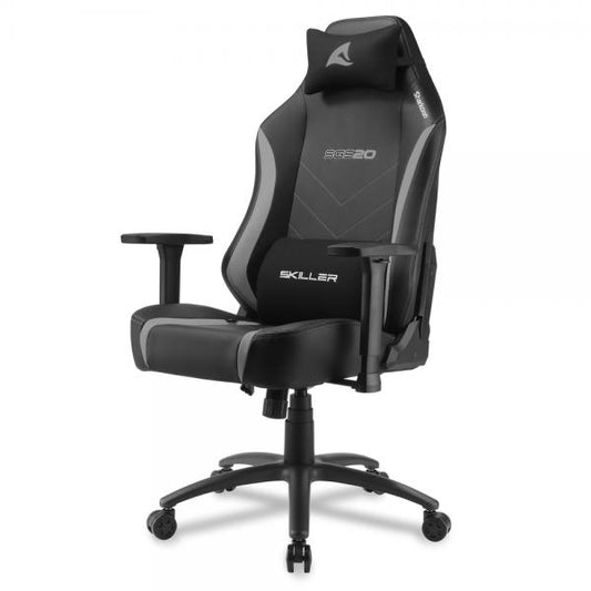 SILLA GAMING SHARKOON SKILLER SGS20 DE PIEL SINTÉTICA CON ASIENTO Y RESPALDO ACOLCHADOS NEGRO Y GRIS [SKILLER SGS20 BK/GR] 