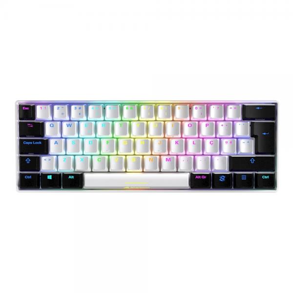 TECLADO MECÁNICO PARA JUEGOS SHARKOON SGK50 S4 SWITCH KAILH ROJO, DISEÑO ITA, BLANCO [SGK50 S4 WH] 