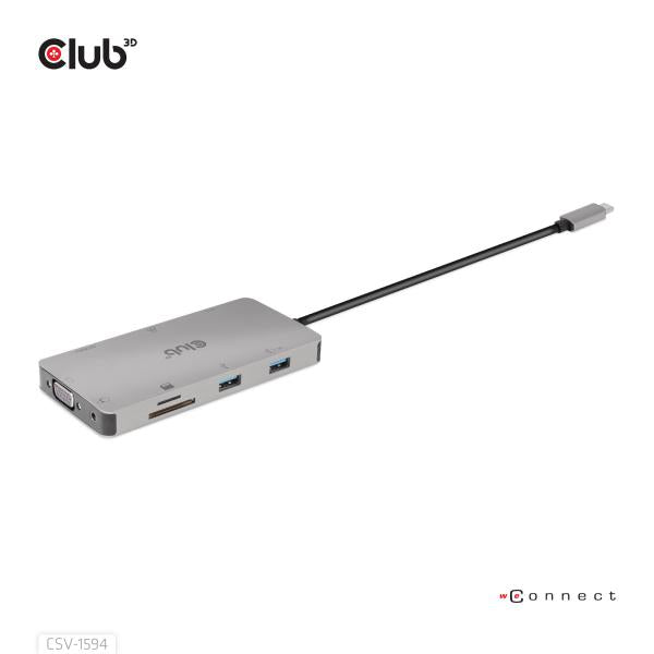 CLUB3D HUB USB GEN1 TYPE-C 9-in-1, HDMI, VGA, 2x USB Gen1 TYPE-A, RJ45, SD/Micro SD, USB Gen1 Type-C [CSV-1594]