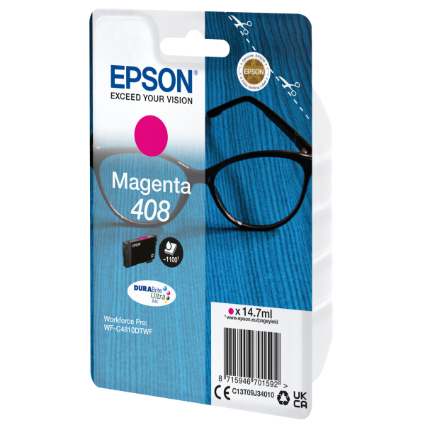 Epson Singlepack Magenta 408 DURABrite Ultra Ink [C13T09J34010]