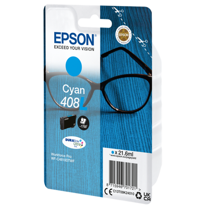 Epson Singlepack Cyan 408L DURABrite Ultra Ink [C13T09K24010]