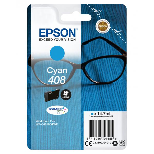 Epson Singlepack Cyan 408 DURABrite Ultra Ink [C13T09J24010]