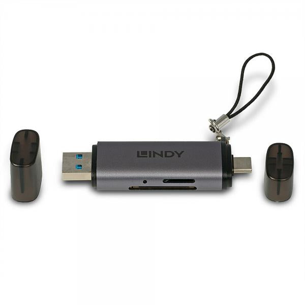 LINDY LETTORE DI SCHEDE SD/MICROSD USB 3.2 Tipo C e A [43335]