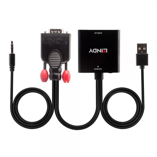 Lindy 38284 cavo e adattatore video VGA (D-Sub) + 3.5mm HDMI + USB Nero [LINDY38284]