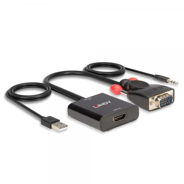 Lindy 38284 cavo e adattatore video VGA (D-Sub) + 3.5mm HDMI + USB Nero [LINDY38284]