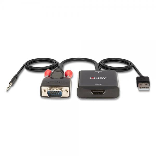 Lindy 38284 cavo e adattatore video VGA (D-Sub) + 3.5mm HDMI + USB Nero [LINDY38284]