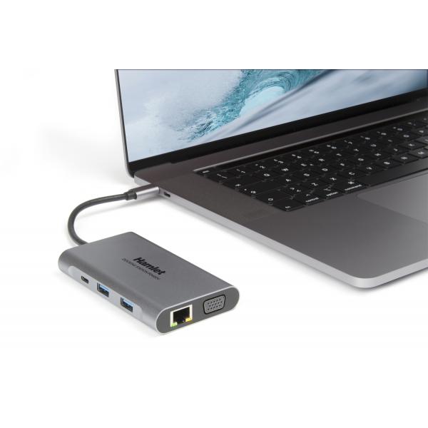 Hamlet HDKC-PD400V replicatore di porte e docking station per notebook Cablato USB 3.2 Gen 1 (3.1 Gen 1) Type-C Grigio [HDKC-PD400V]