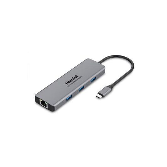 Hamlet HDKC-PD200 Replicador de puertos y estación de acoplamiento para computadora portátil Con cable USB 3.2 Gen 1 (3.1 Gen 1) Tipo-C Gris [HDKC-PD200]