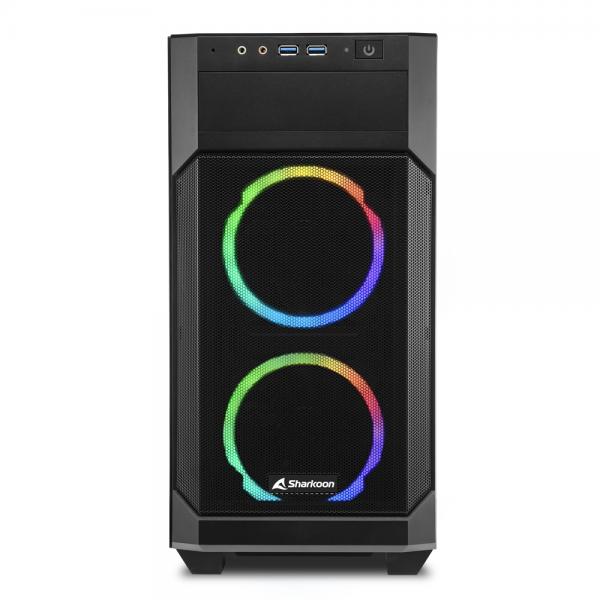 SHARKOON CASE MICRO-ATX 2XUSB 3.0, VETRO TEMPERATO, 2X120MM FAN FRONT, 1X120MM FAN REAR, 4 SLOT ESPA [V1000 RGB]