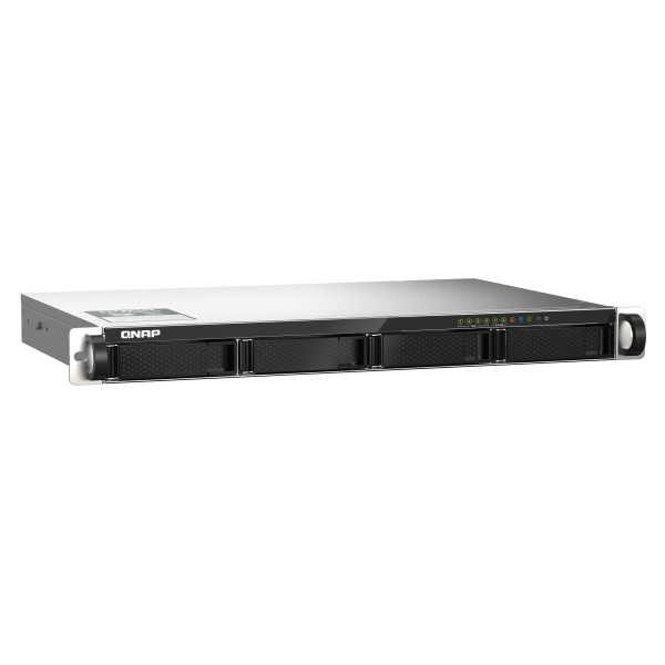 QNAP NAS - 4-bay 1U short-depth 12" NAS, Marvell Octeon TX2 CN9130 / CN9131 64-bit quad-core 2.2 GHz, 4GB DDR4 SODIMM RAM (1 slot, up to 32GB), 4 x 2.5"/3.5" SATA 6Gbps HDD bay, 2 x M.2 2280 [TS-435XeU-4G]