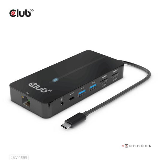 CLUB 3D HUB USB GEN1 TYPE-C 7-in-1 2x HDMI, 2x USB GEN1 TYPE-A, 1x RJ45, 1x 3.5mm Audio, 1x USB GEN [CSV-1595]