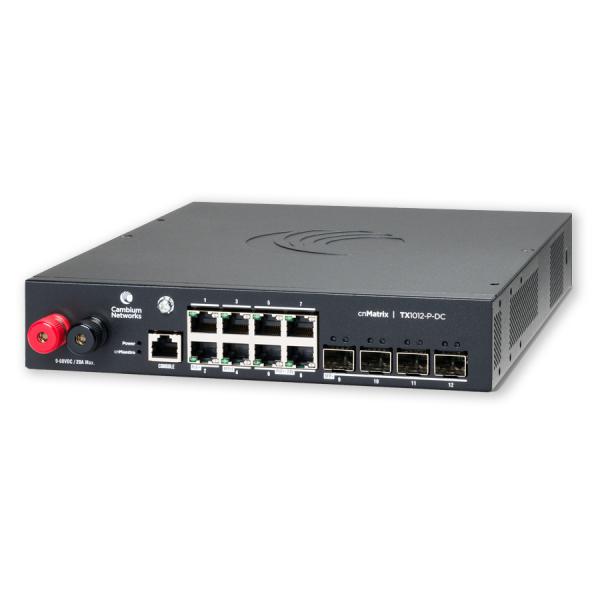 CnMatrix TX1012-P-DC, DC Powered Intelligent Ethernet PoE Switch, 8 x 1Gbps, and 4 SFP+, no pwr cord MXTX1012GxPA20 [MXTX1012GxPA20]