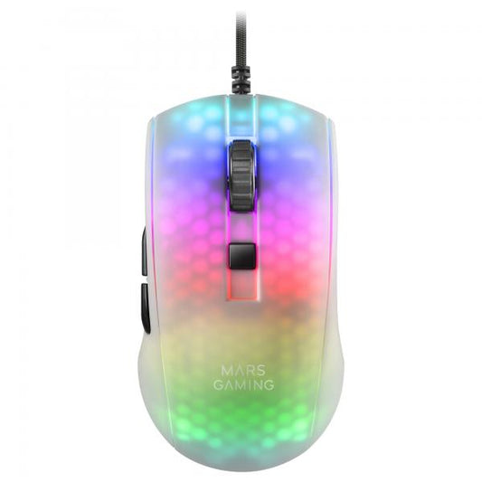 MARSGAMING RATÓN GAMING MMR BLANCO 12800DPI EXT-LIGHT 58gr RGB PARACORD SOFT [MHMMRW] 