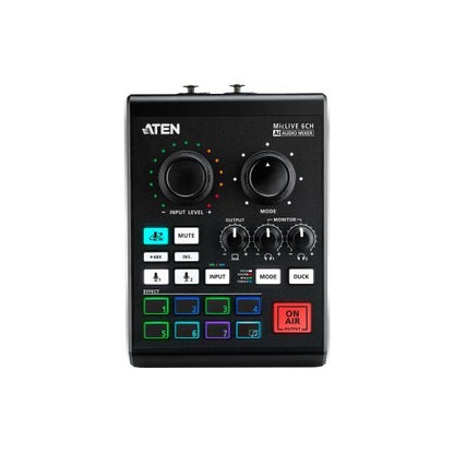 Aten MicLive 6-CH All-in-one AI-powered Audio Mixer with Streaming, External USB-C Recording (Custom Audio Effects) UC8000-AT [UC8000-AT]