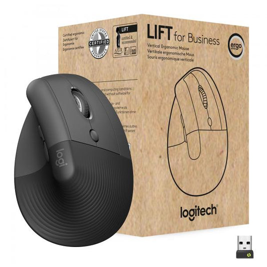 Logitech Lift for Business mouse Ufficio Mano destra RF senza fili + Bluetooth Ottico 4000 DPI [910-006494]