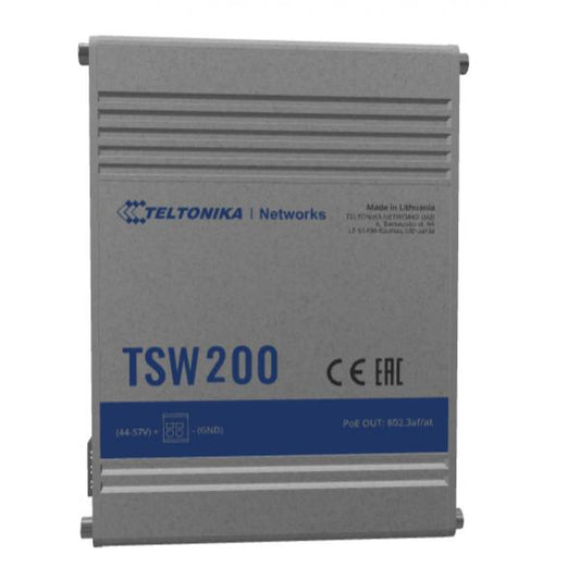 Teltonika - TSW200 Switch no administrado PoE+ de 8 puertos con 2 puertos SFP, presupuesto de energía de 240 W (sin carril Din) TSW200 [TSW200] 