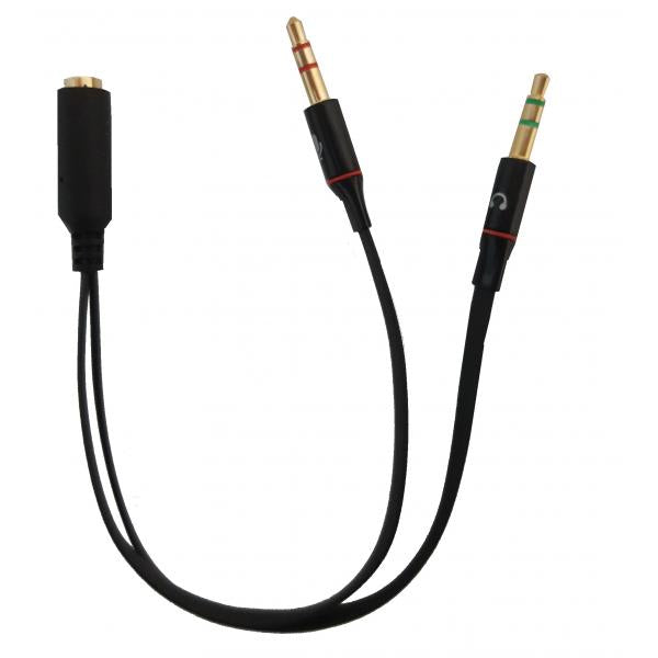 LINK ADATTATORE AUDIO CUFFIE E MICROFONO SU SMARTPHONE CONNETTORI 1 FEMMINA 3,5MM - 2 MASCHIO 3,5MM [LKADAT137]