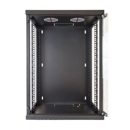 LINK ARMADIO RACK 19" 18 UNITA DA MURO (A)900 (L)600 X PROFONDITA 600 MM. COLORE NERO PORTA VETRO [LK1918U66N]