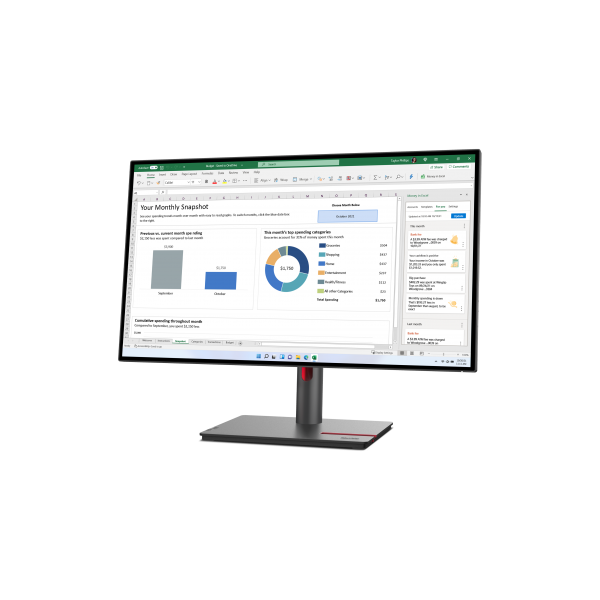 Lenovo ThinkVision P27h-30 - 27 inch - Quad HD IPS LED Monitor - 2560x1440 - Pivot / HAS / RJ45 / USB-C [63A1GAT1EU]