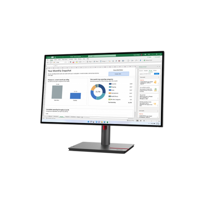 Lenovo ThinkVision P27h-30 - 27 inch - Quad HD IPS LED Monitor - 2560x1440 - Pivot / HAS / RJ45 / USB-C [63A1GAT1EU]