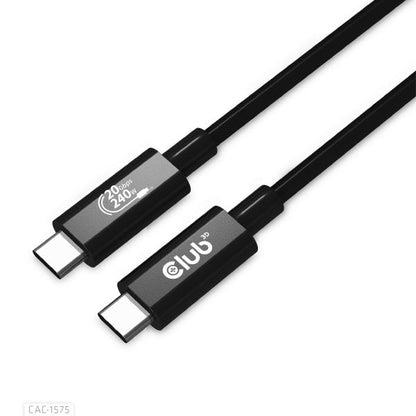 CLUB3D USB4 GEN2X2 TYPE-C BI-DIRECTIONAL CABLE 4K60HZ,DATA 20GBPS, PD 240W(48V/5A) EPR M/M 2M/6.56FT [CAC-1575] 