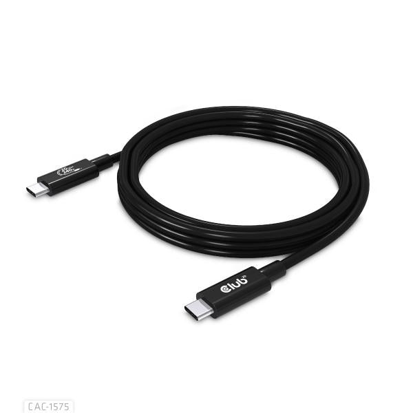 CLUB3D USB4 GEN2X2 TYPE-C BI-DIRECTIONAL CABLE 4K60HZ,DATA 20GBPS, PD 240W(48V/5A) EPR M/M 2M/6.56FT [CAC-1575] 