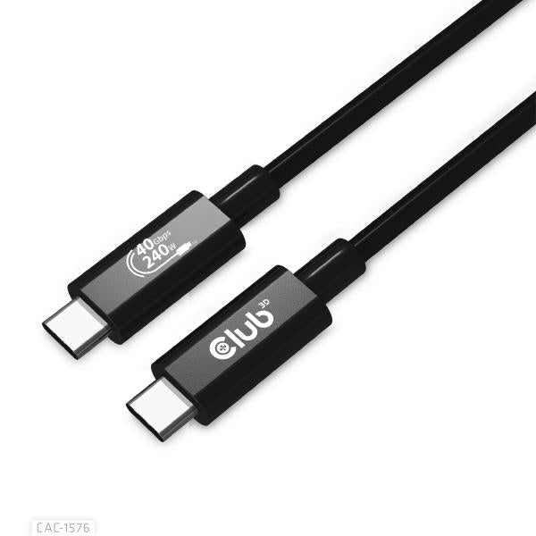 CLUB3D USB4 GEN3X2 TYPE-C BI-DIRECTIONAL CABLE 8K60HZ,DATA 40GBPS, PD 240W(48V/5A) EPR M/M 1M / 3.28 [CAC-1576]