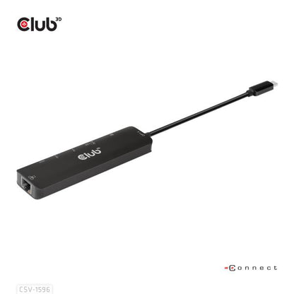 CLUB 3D HUB USB GEN1 TYPE-C, 6-in-1 HDMI 8K30Hz-4K120Hz, 2xUSB TYPE-A, RJ45 2xUSB TYPE-C, DATA E P [CSV-1596]